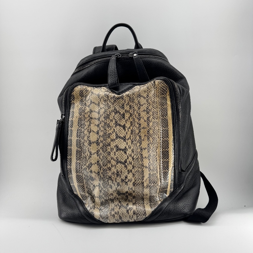 MCM Leather Backpack with Python Print Front Panel